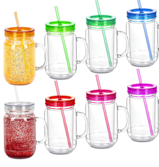20oz Acrylic Snow Globe Mason w/ Handle