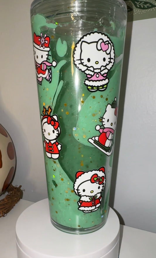 24oz Acrylic Lava Hello Kitty Christmas